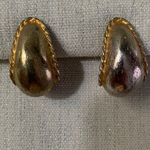 Vintage brushed gold clip earrings
